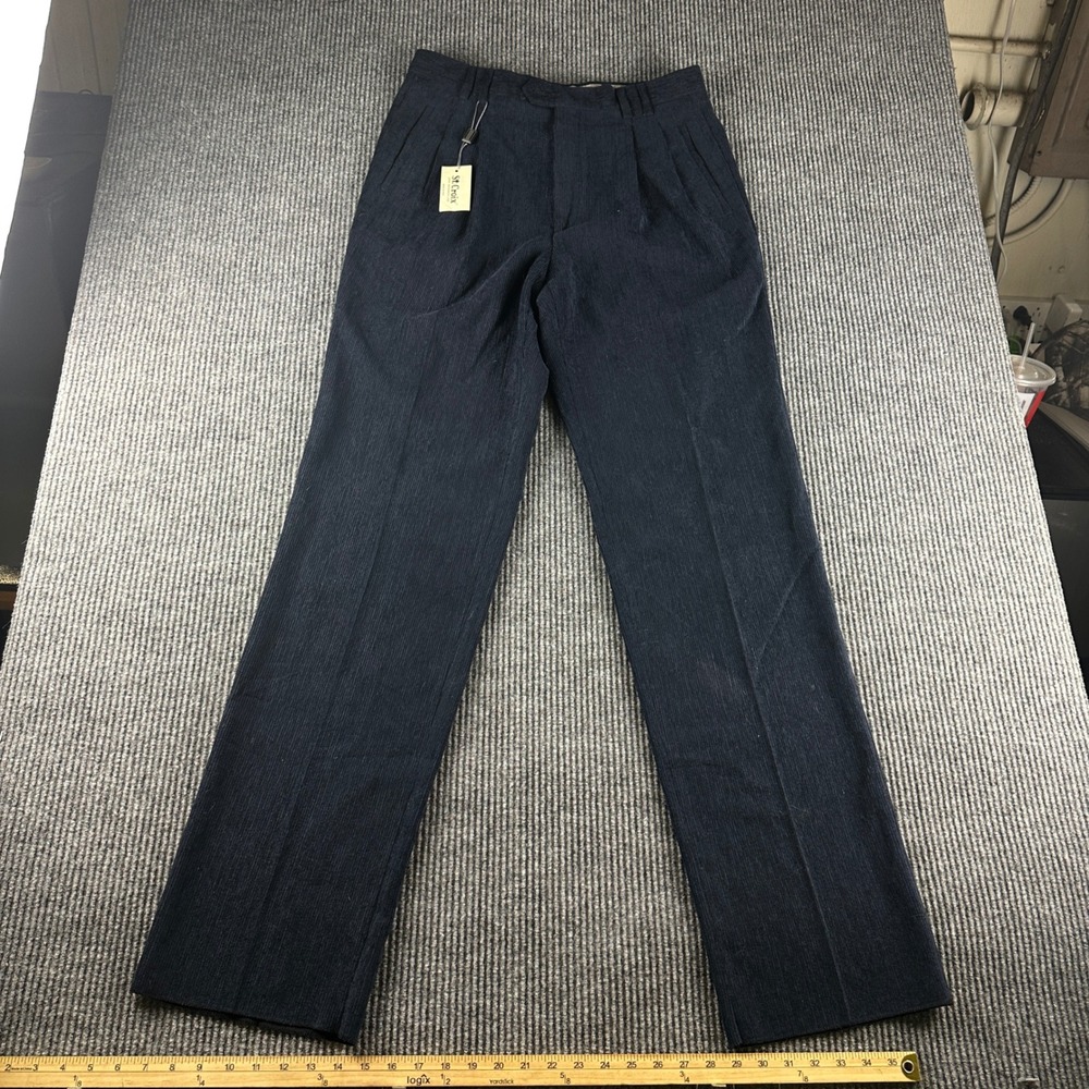 St. Croix Mens Navy Blue Wool Blend Pleated Dress Pants Made in Italy 34R New